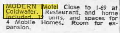 Undetermined Coldwater Motel - Oct 06 1968 Article (newer photo)